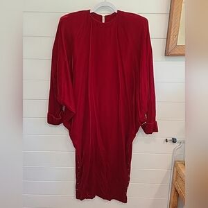 Norma Kamali Vintage Red Velvet Dress Medium M Avant Garde